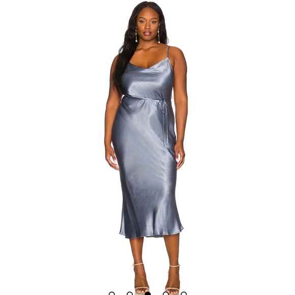 shona joy grey dress Shona Joy - La Lune High Neck Cowl Maxi Dress - Graphite